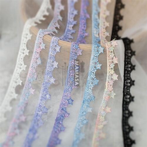 10Yards New style 2cm wide Dream Color Polyester Embroidery Lace Trims high-quality Stars DIY Handmade DIY Lace Trimming 2cm