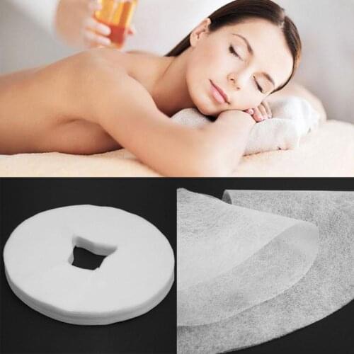 100pcs/set Disposable Non Woven Fabric Face Pad Spa Gel Face Rest Overlay Pad Massage Table Face Pillow Cover SPA Hole Cover