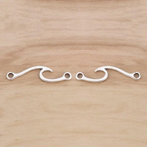 20 Pieces Ocean Wave Connector Charms Double Sided for Bracelet Jewellery Making Findings 33x8mm