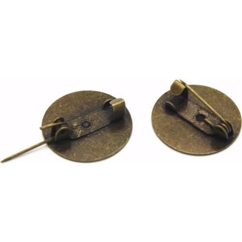 20 PCS 15mm 18mm Flat Base Antique Bronze Plated Metal Copper Flat Brooch Blank Settings For Jewelry Making
