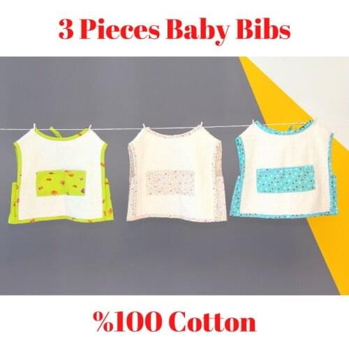 3 pcs Baby Bibs Cotton Short Sleeve Girls Boys Baby Shower Gift Children Accessories Eco Friendly Washable Baby Feeding Apron