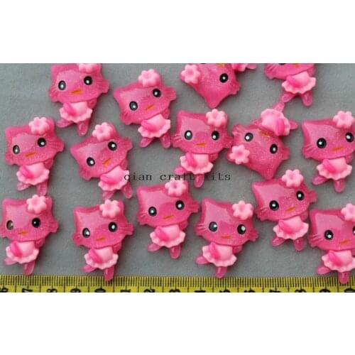 40pcs big Kitty kawaii girl in skirts Resin Flat back Resin flatback Cabochon 32mmx24mm pink glitter cabs decoden bunny charms