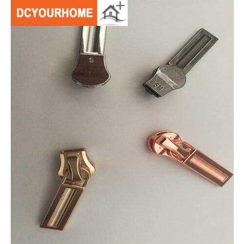 5pcs 5# Metal gold and silver Zipper Slider Head Puller DIY Handwork Bag Luggage Clothing Accessories Personality zipper head