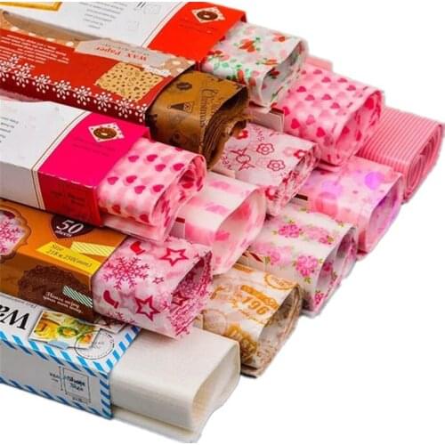 50Pcs Wax Paper Food Grade Baking Tools Food Wrapping Paper Oilpaper Bread Sandwich Burger Fries Package Grease Paper 25*21.8cm