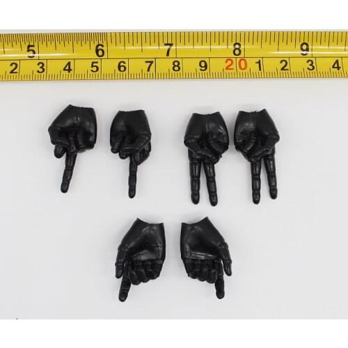 White/Black Male Soldier Glove-Hand Model for 1/6 Scale Action Figure DIY Toys