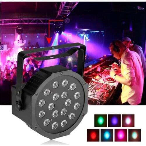 Free shipping Hot sell 18*1W Led Stage Light High Power Par Light With DMX512 Master Slave Led Flat DJ Equipments Controller