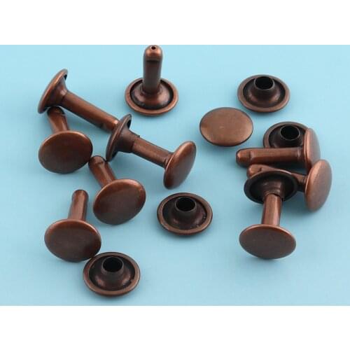 Double Cap Rivets 100sets 9*14mm Double Head Copper Rivets Nails Metal studs for Leathercraft Round Studs for Bag/Garment