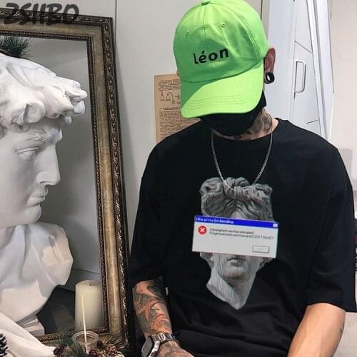 Mens tshirt Funny Michelangelo Statue David Print Vaporwave Short Sleeve t shirt Harajuku Casual streetwear T-shirt men Top Tee