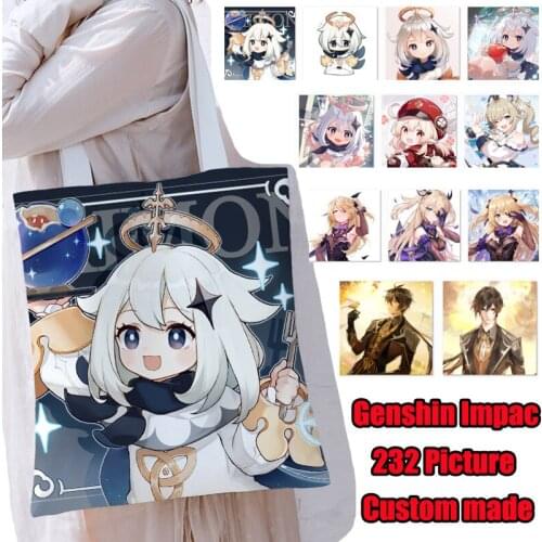 Game Genshin Impact Cosplay Crossbody Shoulders Bag Klee Zhongli Keqing Venti Canvas Portable Fashion custom made Student Bags