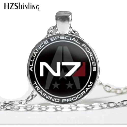 HZ--A312 2017 New Art Glass Dome Mass Effect Inspired N7 Necklace Mass Effect pendant jewelry Glass Photo Necklace HZ1