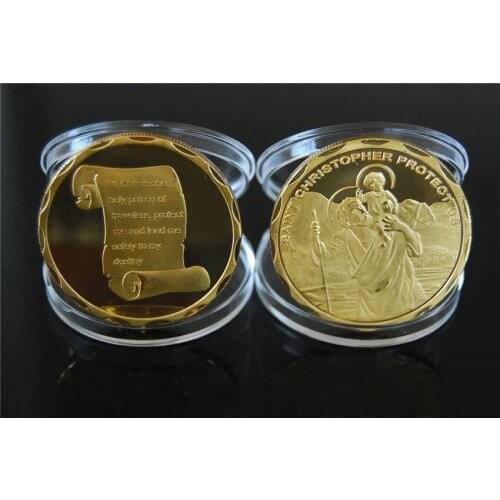 Jesus coin st christopher holy patron of travelers protect me and lead me safely to me destiny coin christopher coin 50pcs/lot