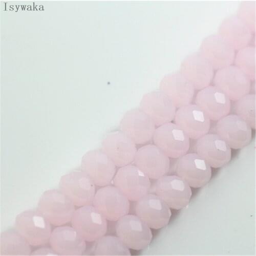 Isywaka Solid pink Color 6*8mm 72pcs Rondelle Austria faceted Crystal Glass Bead Loose Spacer Round Bead for Jewelry Making