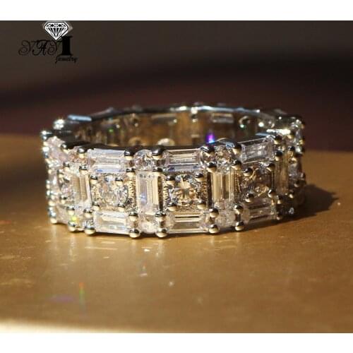 YaYI Fine Jewelry Fashion Princess Claw Set Cut White Cubic Zirconia Silver Color Engagement Wedding Party Lovers Gift Rings