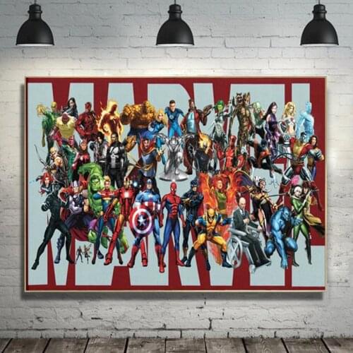 Animation Comics Superhero Canvas Painting Marvel Poster Prints Hulk Captain America Superman Home Wall Art Kids Birthday Gift