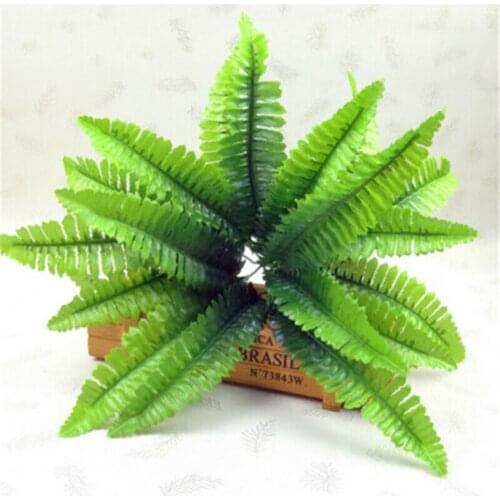 Beautiful 7 Fork Fake Plants Artificial Flowers Persian Fern Wedding Home Decor 14 Leaves