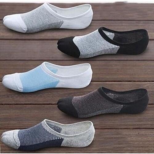 5 pairs / lot summer men no show socks slippers men breathable silicone non-slip high quality short socks mesh breathable socks
