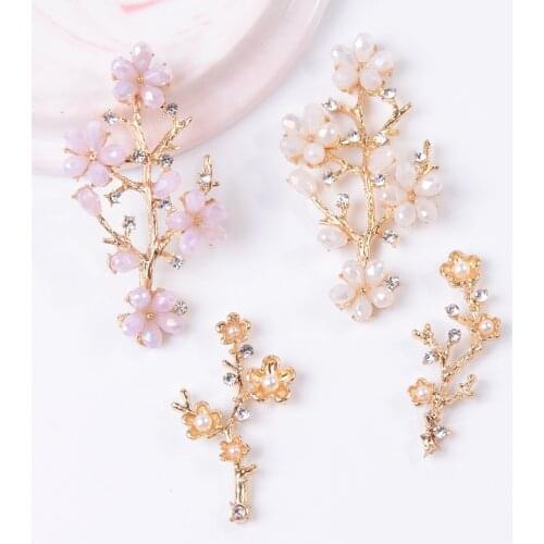 10 Pieces Metal Pearl Rhinestone Branch Hair Accessories Handmade Ornaments Jewelry Making