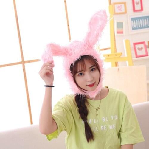 Cute Soft Plush Bunny Hat Cap Long Ear Winter Party Costume Rabbit Cap White Rabbit Womens Hat Head Warmer Costume Photo Prop