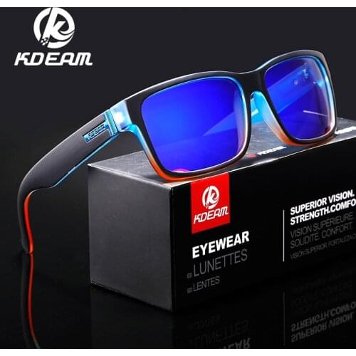 Wholesale kdeam classic sports Polarized Sunglasses mens colorful true film Sunglasses square outdoor glasses