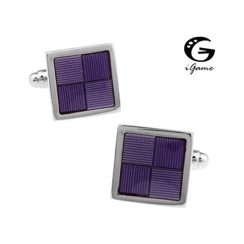 Men Jewellery Enamel Wholesale Purple Colour Copper Square Enamel Check Style Best Gift For Men Cuff Links