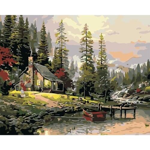 DIY Painting By Numbers Home Decor Hand Painted Landscape Canvas Painting Unique Wall Art Picture 40*50cm Countryside