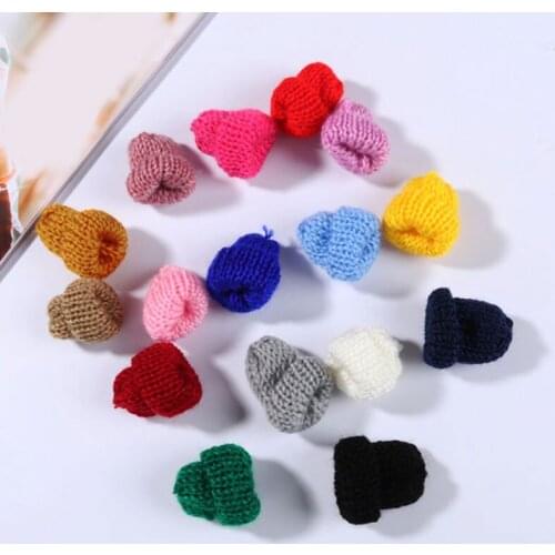 10Pcs Color Cute Knitting Mini Hats DIY Craft Supplie Headwear Garment Toy Doll Decor Children Hand Scrapbooking Arts Small Caps