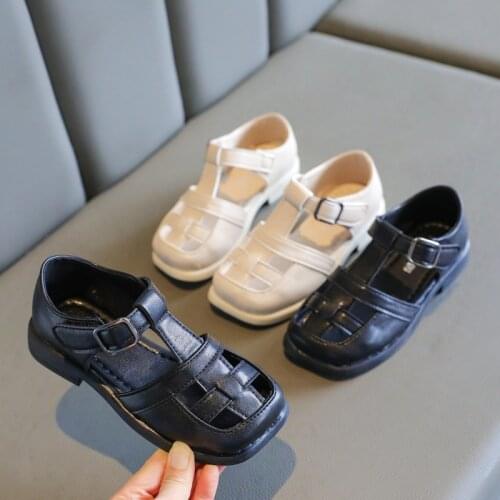 New Childrens Shoes Korean Childrens Sandals Soft Bottom Girls Baotou Shoes Little Girls Leather Sandals