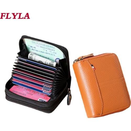 2021 New Upgraded Women Leather Card Case Multifunctional Double-layer Zipper Card Holder Organ Large-capacity Men Coin Purse