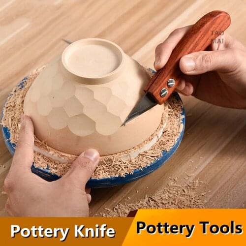 Red Rosewood Pottery Knife Pottery Tools Carving Knife Cutting Mud Knife Sculpture Modeling Stainless Steel Cutting Tool