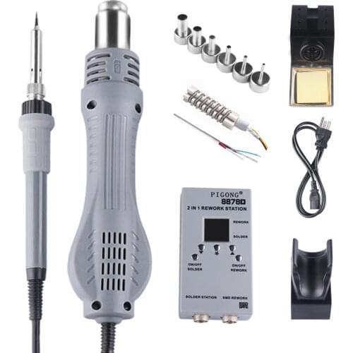 PJLSW 8878D Double Digital 2 In 1 SMD Rework Soldering Station Hot Air Blower Heat Gun Welding Solder Iron Repair Tool VS 8586