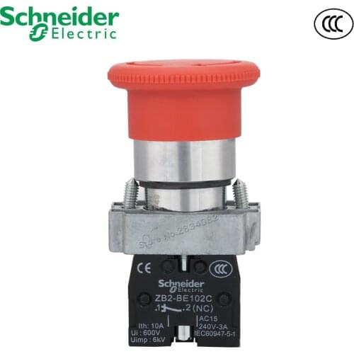 22mm Emergency Stop Push Button Switch Red 1NC Mushroom Cap Switch XB2-BS542C Schneider