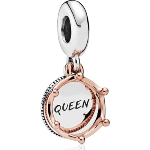 Rose Crown Pendant Fit European Original Pan Charms Bracelet Women Elegant QUEEN Beads for Jewelry Making DIY Bangle Accessories