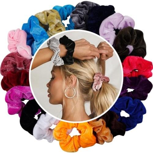 Women Solid Velvet Scrunchie Elastic Hair Bands Ponytail Holder Hair Scrunchies Rubber Band Headband Gum For Hair Accessories
