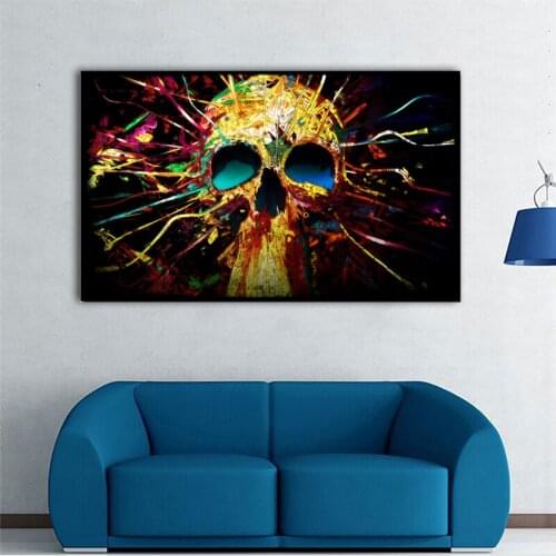 SELFLESSLY Modern Canvas Art Colorful Skull Head Wall Art Posters And Prints Pictures for Living Room Cuadros Decoration Unframe