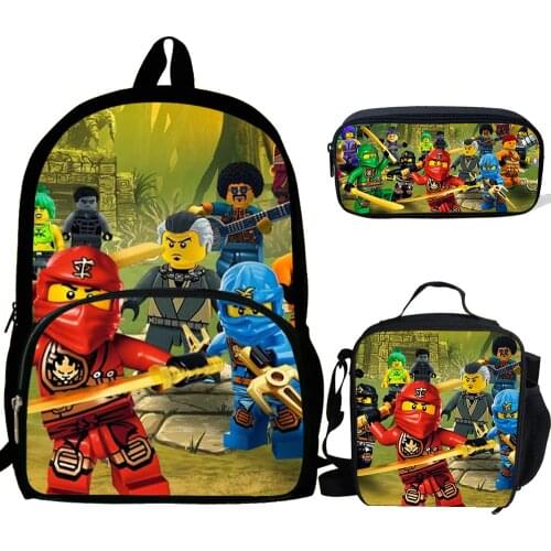 R Game Ninjago School Bags 3pcs/set for Boys Teenagers School Backpack School Supplies Bookbag Lovely Satchel