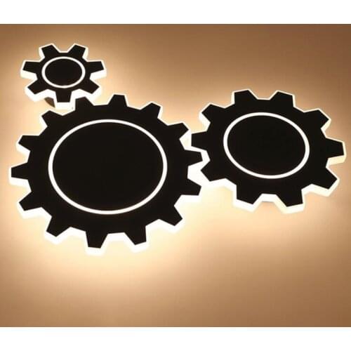 Indoor 3W/5W/8W LED Wall Mount Light Fixture Acrylic Gear Lamp Bedroom Hotel Living Room White/Black shell