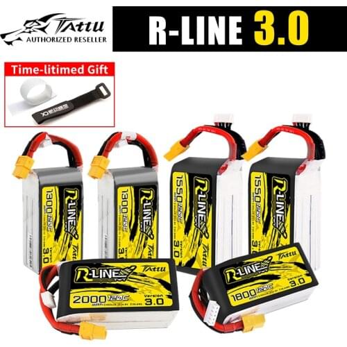 Tattu R-Line Version 3.0 V3 1300/1400/1550/1800/2000mAh 120C 4S 6S 4.2V Lipo Battery XT60 Plug FPV Racing Drone RC Quadcopter
