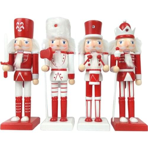 4pcs Traditional Wooden Nutcracker Festive Christmas Decor 10" Tall Perfect for