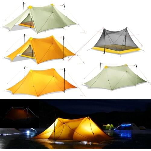 Ultralight 4 Persons 3 Seasons Camping Tent 20D Double-sided Silicone Coated Nylon 1150g Flysheet/Breathing Mesh 730g Inner Tent