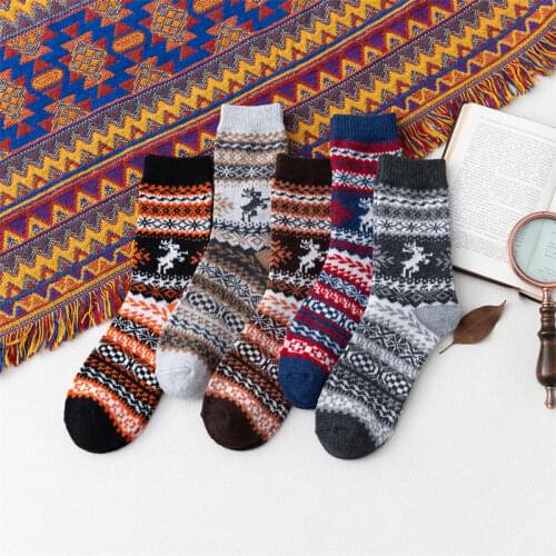 2021 Winter and Autumn New Styles Women Wool Socks Christmas Deerlet Warmer Cashmere Thermal Thicken Ethnic Style Women Socks