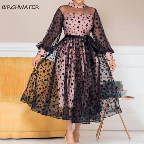 Plus Size 5XL Party Princess Dress 2021 Sexy See Through Pink Black Tulle Mesh Stitching Dresses Spring Summer Birthday Outfits