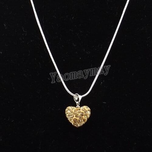 10pcs/Lot Light Gold Love Heart Rhinestone Charm Silver Color Necklace Womens Choker Free Shipping