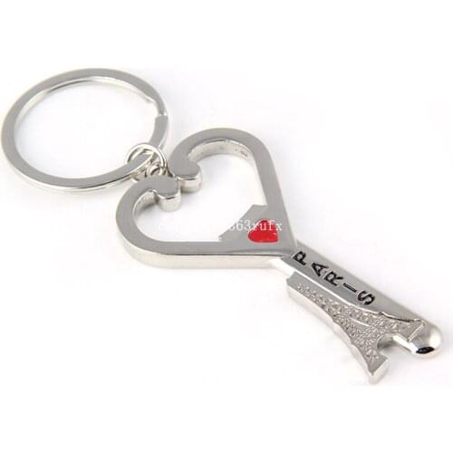 100pcs Fashion Design PARIS Eiffel Tower Beer Openers Keychain Heart Shaped Beer Bottle Opener Metal Keyring Souvenirs Gift