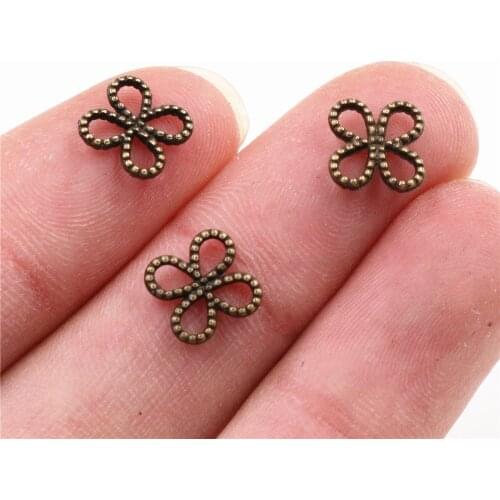 10x8mm 50pcs Antique Bronze Plated Flower Style Handmade Charms Pendant:DIY for bracelet necklace-P4-09