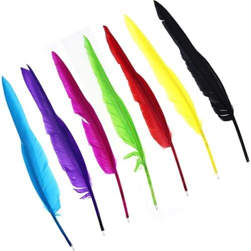 12 Colors Beautifu Wedding Feather Guest Book Signing Pen with Bowknot School Office supplies stationery