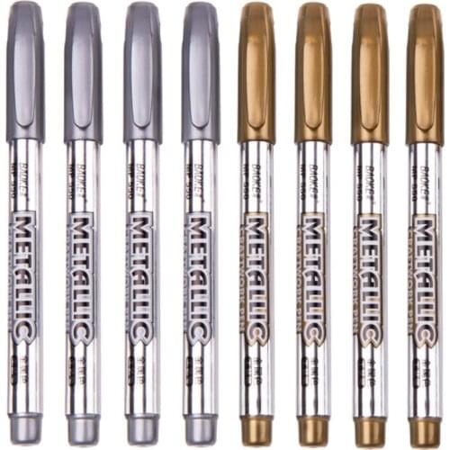 12pcs Permanent Marker Pen Set 1.5mm Gold Silver Color Paint Marker for Metal Leather,plastic,glass,DIY Card Graffiti Markers