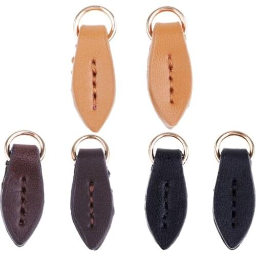 2Pcs Leaf Shaped Leather Zip Tags Zipper Pulls Zipper Extension Zip Slider Replacement Fixers Puller Slider Jacket Backpack