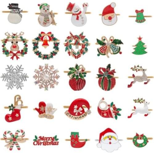 High-end Christmas Tree Napkin Ring Bow Flower Wreath Mouth Ring Hotel Sample Room Set Table Christmas Napkin Buckle 2021
