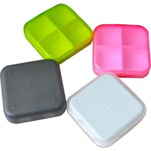 3Pcs Portable Mini Pill Case Vitamin Medicine Boxes with 4 Grids Boxes Travel Home Empty Container Health Care Cases