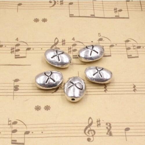 30pcs/lot Zinc Alloy Silver Tone Oval With Red ribbon Beads For Necklace DIY Jewelry Making Accessories 10x8mm Hole:1.5mm K05300